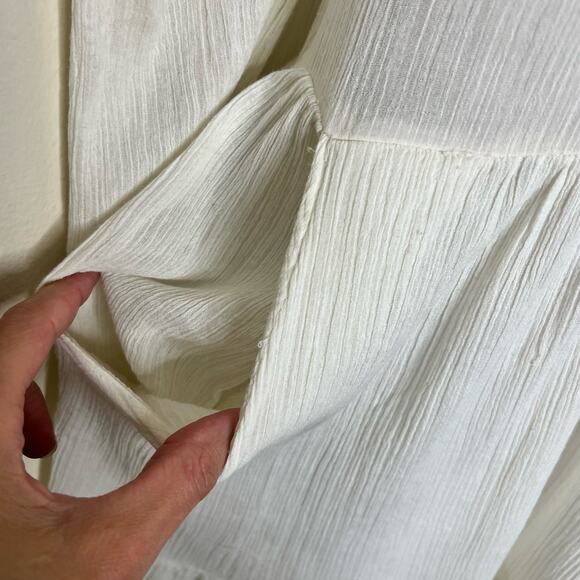 Free People Dress XS High Low Peasant Boho Prairie Flowy Gauzy Embroidered Midi - Picture 9 of 14